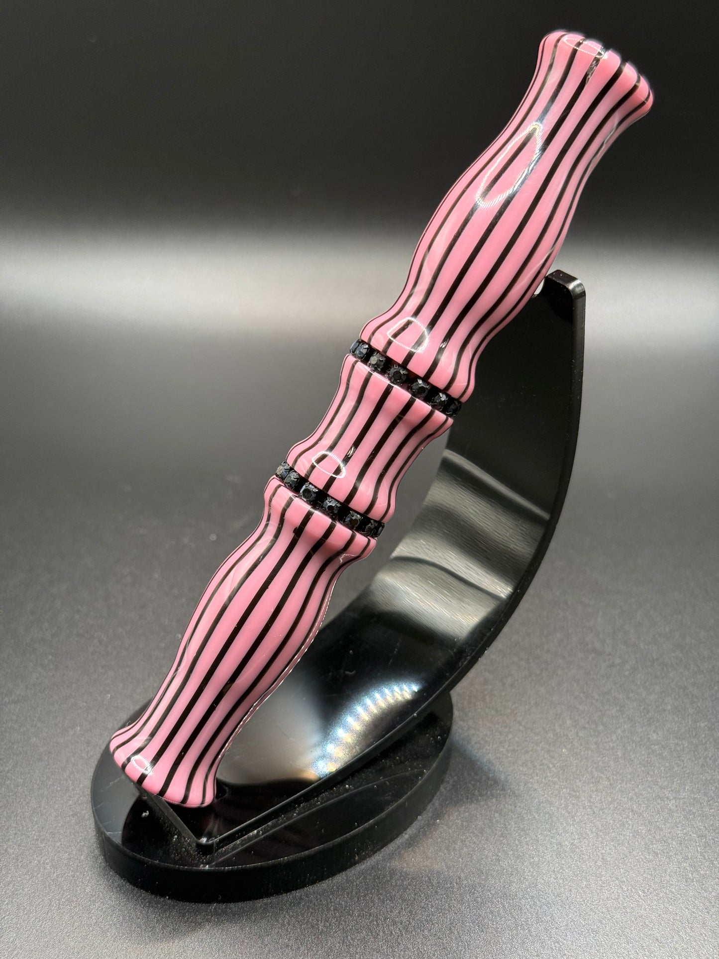 Pink and Black pinstriped threaded DP pen
