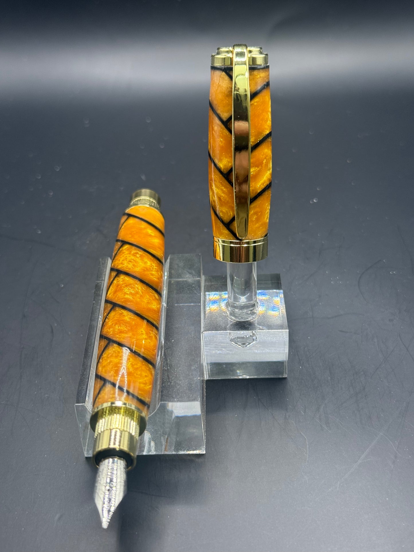 Gold and Black Herringbone