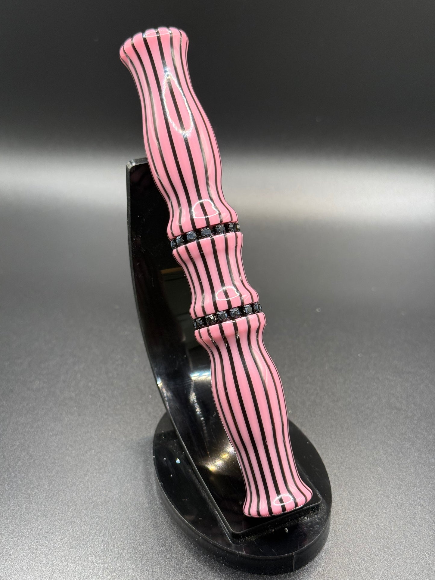 Pink and Black pinstriped threaded DP pen